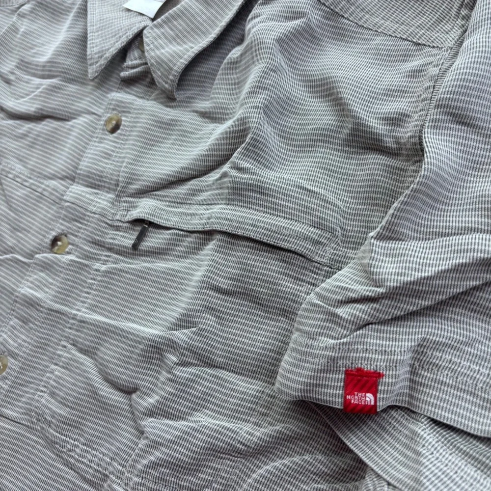 The North Face Mens Grey Check Modal Blend Short Sleeve Hiking Shirt Large AT8D